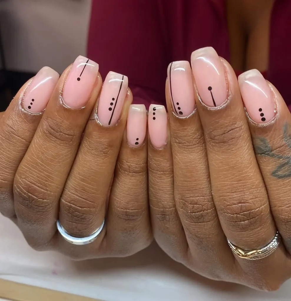 Minimalistic Lines with dots nail art